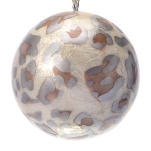 Leopard Prints Lacquered Hand-made Painted Capiz Christmas Ornament - Silver